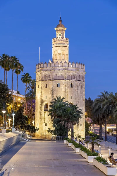 Torre del Oro watchtower, Seville, Andalusia, Spain