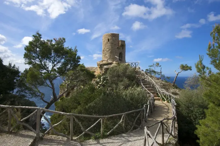 Framed Print : Torre de Ses Animes, Mirador de Ses Animes, Banyalbufar, Majorca, Balearics, Spain
