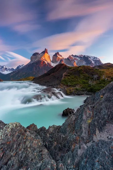 Framed Print : Torres Del Paine mountain range in Chilean Patagonia, Chile