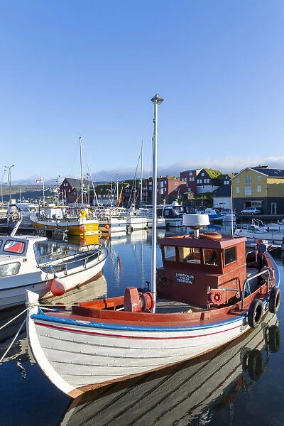 Torshavn harbour, typical boat. Faroe Islands, Europe