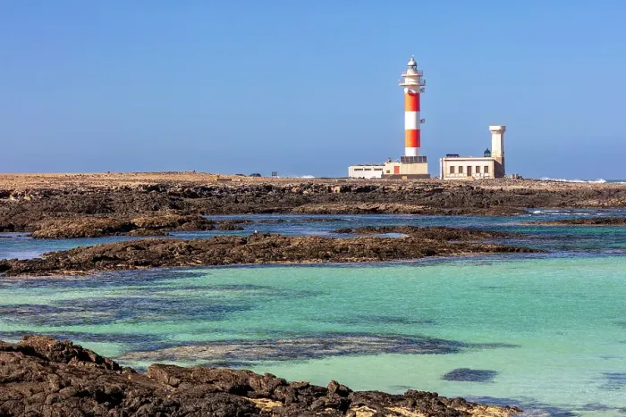 Framed Print : Toston Lighthouse, (Faro de Toston), La Oliva, Fuerteventura, Canary Islands, Spain