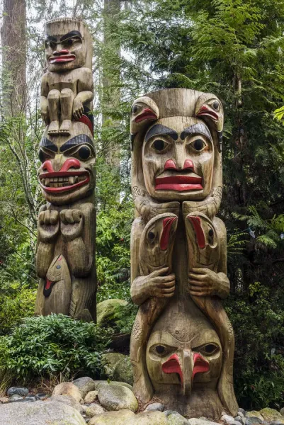 Totem Poles Print at Capilano Suspension Bridge Park, Vancouver