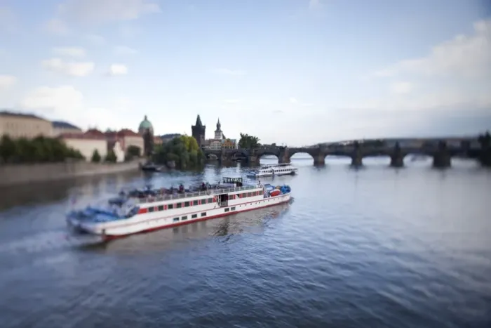 Framed Print : Tour boat on Vltava river Framed Print : Tour boat on Vltava river