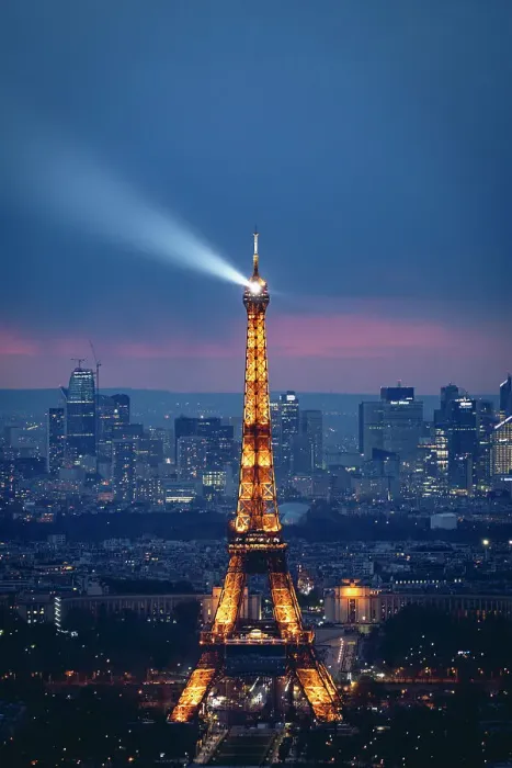 Framed Print : Tour Eiffel and La Defense by night from above, illuminated after sunset. Paris, France Framed Print : Tour Eiffel and La Defense by night from above, illuminated after sunset. Paris, France