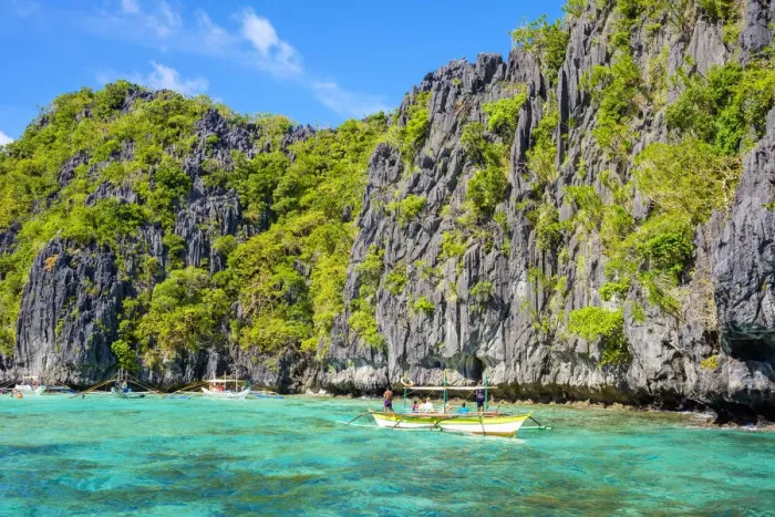 Framed Print : Tourist boats anchored at Big Lagoon, Miniloc Island, El Nido, Palawan, Philippines