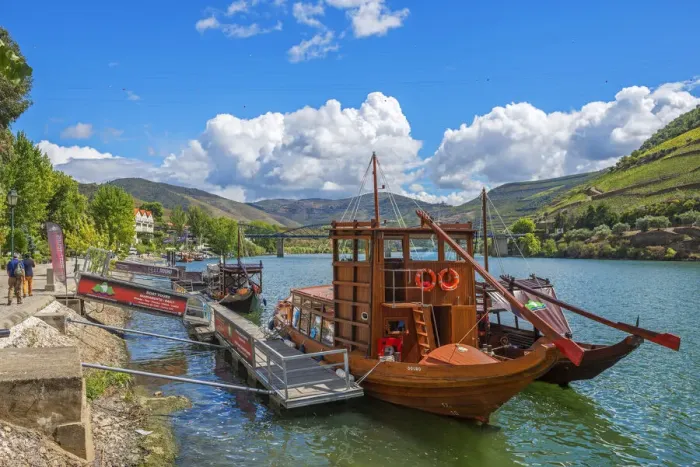 Framed Print : Tourist boats at Pinhao with river Duoro, Vila Real, Tras-os-Montes, Portugal Framed Print : Tourist boats at Pinhao with river Duoro, Vila Real, Tras-os-Montes, Portugal
