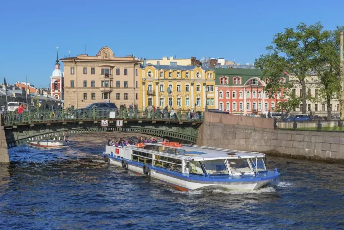 Framed Print : Tourist boats, Saint Petersburg, Russia