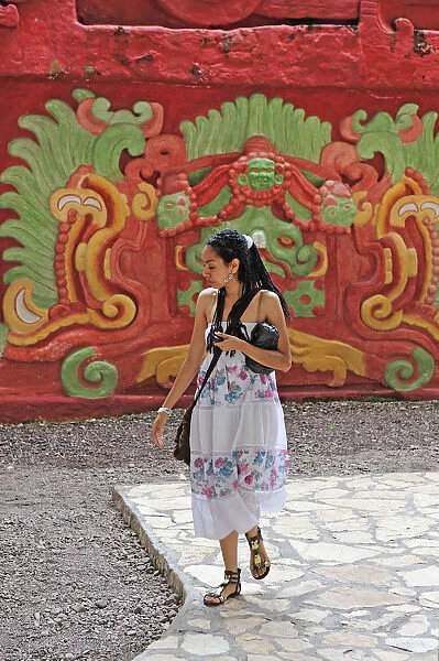 Tourist at the Copan Ruinas, Honduras, Central America