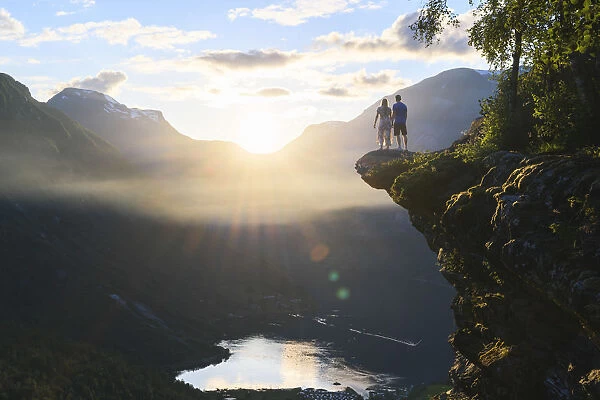 Tourists admiring the Geirangerfjord, a UNESCO site. More og Romsdal, Norway