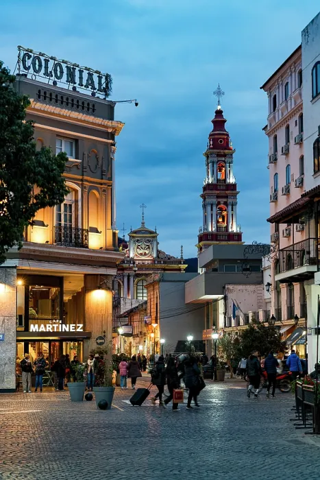 Framed Print : Tourists in the old town at dusk, Salta, Argentina Framed Print : Tourists in the old town at dusk, Salta, Argentina