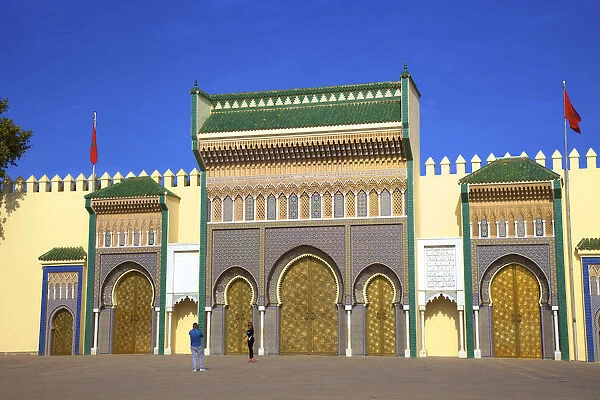 Tourists In Front Of Royal Palace, Fez, Morocco, North Africa