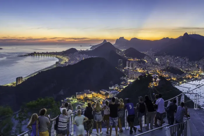Framed Print : Tourists viewing Christ the Redeemer on Mount Corcovado and the city at sunset Framed Print : Tourists viewing Christ the Redeemer on Mount Corcovado and the city at sunset