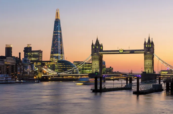 Framed Print : Tower Bridge, The Shard, City Hall and More London at dusk, London, England Framed Print : Tower Bridge, The Shard, City Hall and More London at dusk, London, England