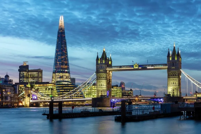 Framed Print : Tower Bridge, The Shard, City Hall and More London at twilight, London, England Framed Print : Tower Bridge, The Shard, City Hall and More London at twilight, London, England