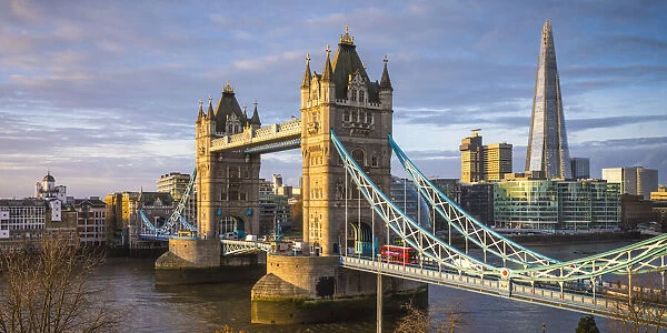 Tower Bridge & The Shard, River Thames, London, England, UK