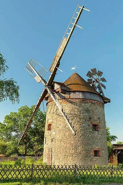 Tower windmill Endorf, Falkenstein, Harz, Saxony-Anhalt, Germany