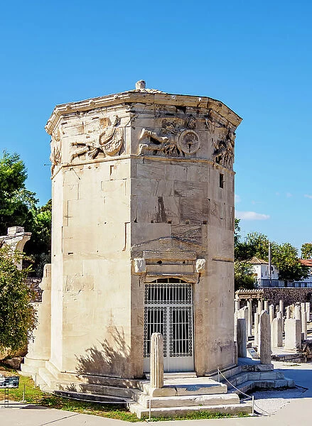 Tower of the Winds or Horologion of Andronikos Kyrrhestes, Roman Forum, Athens, Attica, Greece