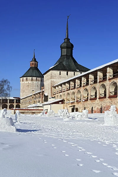 Towers of Kirillo-Belozersky Monastery, Kirillov, Vologda region, Russia