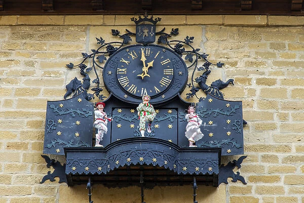 Town clock, Laguardia, Alava, Basque Country, Spain