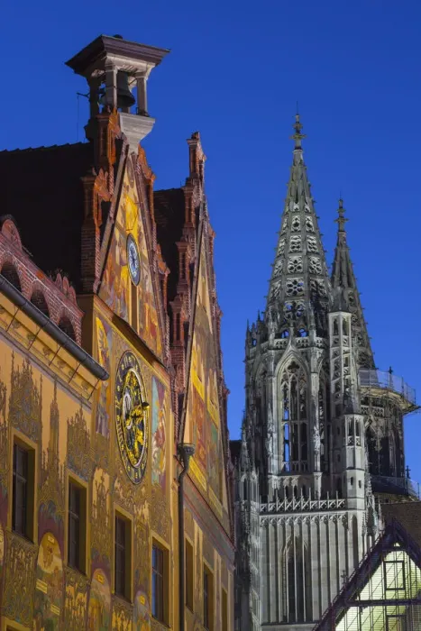 Framed Print : The Town Hall (Altes Rathaus) & Um Minster illuminated at dusk, Ulm, Baden-Wurttemberg Framed Print : The Town Hall (Altes Rathaus) & Um Minster illuminated at dusk, Ulm, Baden-Wurttemberg