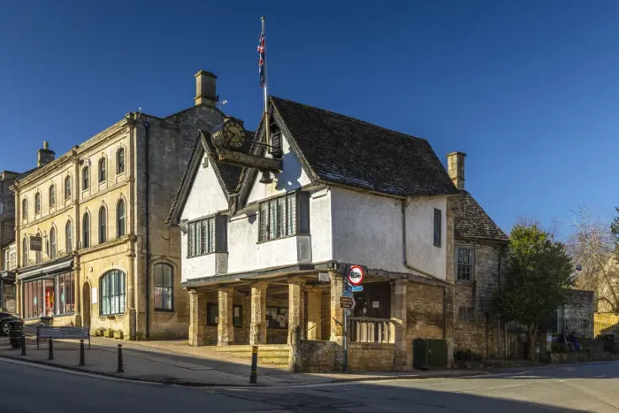 Framed Print : Town hall and clock, High street, Burford, Oxfordshire, England, UK
