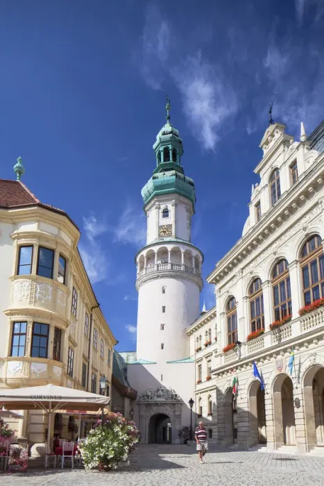 Framed Print : Town Hall and Firewatch Tower, Sopron, Western Transdanubia, Hungary