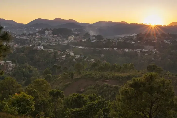 Framed Print : Town of Kalaw at sunset, Kalaw, Kalaw Township, Taunggyi District, Shan State, Myanmar
