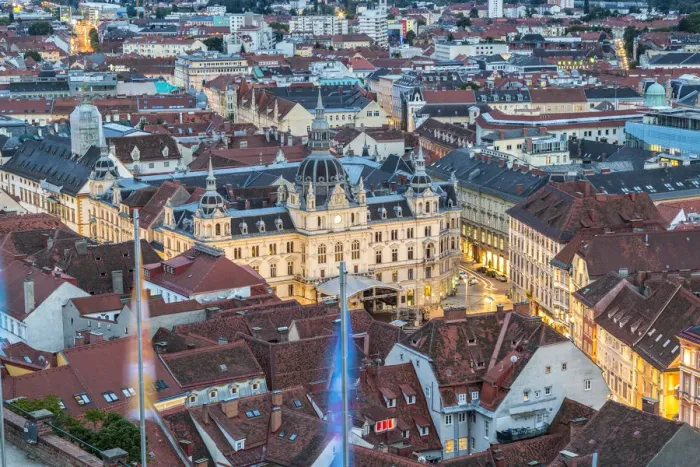 Framed Print : Town View & Rooftops, Graz, Austria Framed Print : Town View & Rooftops, Graz, Austria