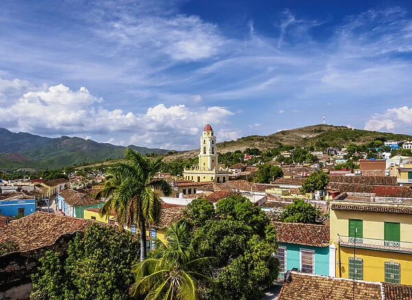 Townscape with San Francisco Convent Church Tower, elevated view, Trinidad