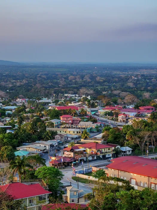 Framed Print : Townscape of San Ignacio at sunset, Cayo District, Belize Framed Print : Townscape of San Ignacio at sunset, Cayo District, Belize
