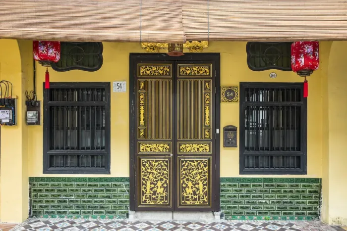 Framed Print : Traditional 19th century shophouse, George Town, Penang Island, Malaysia Framed Print : Traditional 19th century shophouse, George Town, Penang Island, Malaysia