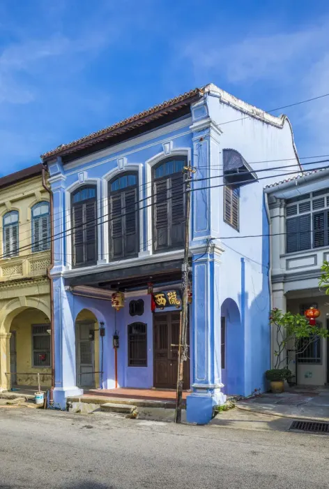 Framed Print : Traditional 19th century shophouse, George Town, Penang Island, Malaysia Framed Print : Traditional 19th century shophouse, George Town, Penang Island, Malaysia