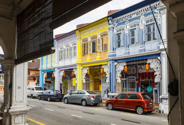 Framed Print : Traditional 19th century shophouse, George Town, Penang Island, Malaysia Framed Print : Traditional 19th century shophouse, George Town, Penang Island, Malaysia