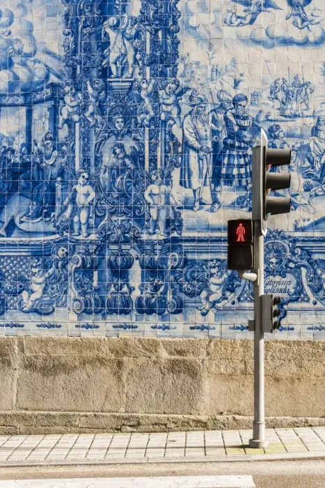 Framed Print : Traditional azulejos hand-painted tiles covering the exterior wall of the Capela Framed Print : Traditional azulejos hand-painted tiles covering the exterior wall of the Capela