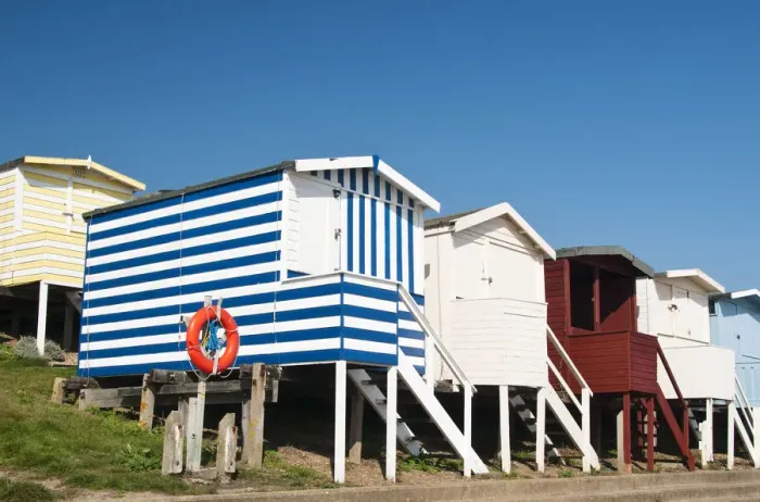 Framed Print : Traditional beach huts in Walton-on-the-Naze, Essex, UK Framed Print : Traditional beach huts in Walton-on-the-Naze, Essex, UK