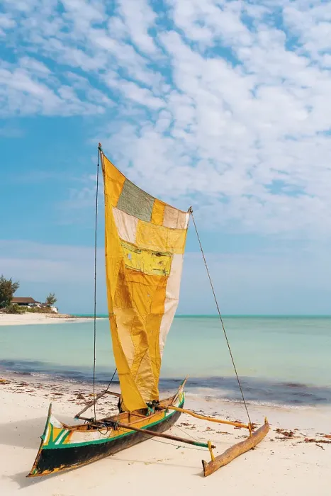 Framed Print : Traditional boat on beach, Madagascar, Africa. Salary Bay Framed Print : Traditional boat on beach, Madagascar, Africa. Salary Bay