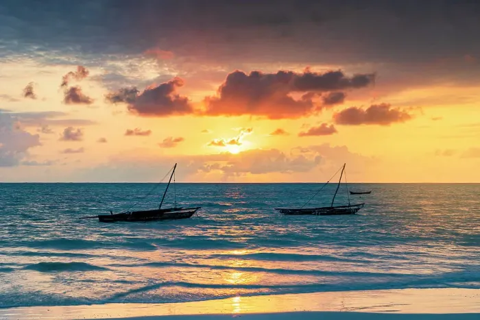 Framed Print : Traditional boats at sunrise, Jambiani, Zanzibar, Tanzania Framed Print : Traditional boats at sunrise, Jambiani, Zanzibar, Tanzania