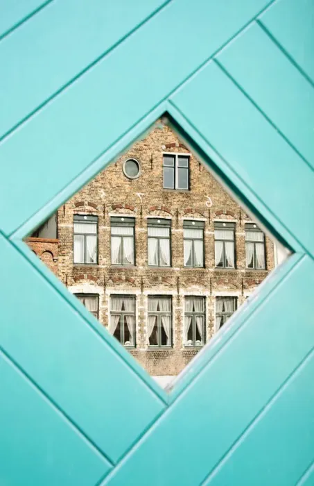 Framed Print : Traditional building reflected in the window, Bruges, Belgium Framed Print : Traditional building reflected in the window, Bruges, Belgium