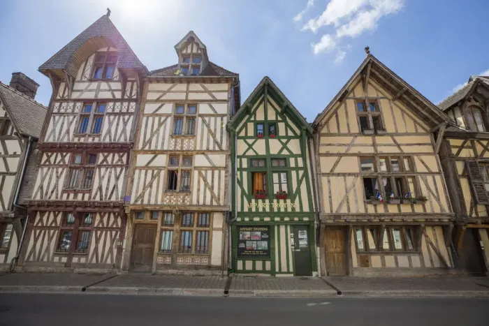 Framed Print : Traditional buildings and shops, Troyes, Aube, Grand Est, France Framed Print : Traditional buildings and shops, Troyes, Aube, Grand Est, France