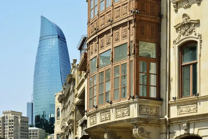 Framed Print : Traditional and contemporary architecture in Baku Framed Print : Traditional and contemporary architecture in Baku