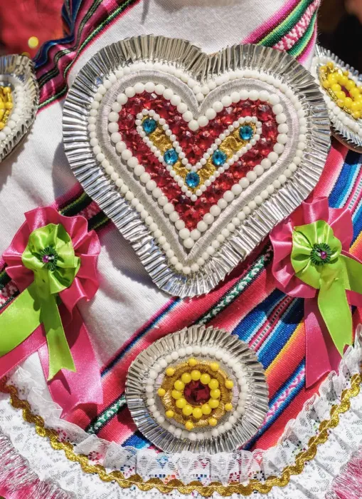 Framed Print : Detail of the Traditional Costume, Fiesta de la Virgen de la Candelaria, Copacabana Framed Print : Detail of the Traditional Costume, Fiesta de la Virgen de la Candelaria, Copacabana
