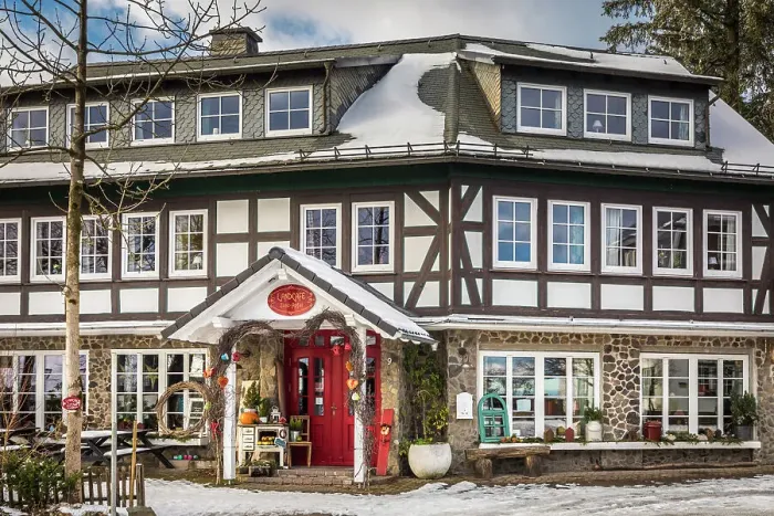 Framed Print : Traditional country cafe in Neuastenberg near Winterberg, Sauerland, North Rhine-Westphalia, Germany