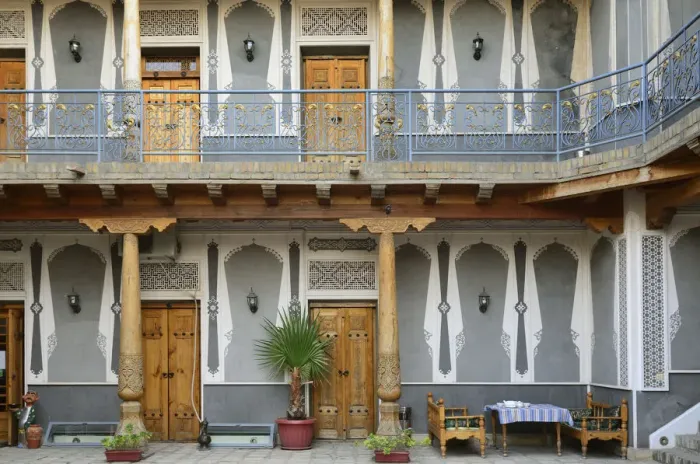 Framed Print : A traditional courtyard of a house of Bukhara, nowadays the Boutique Minzifa Hotel Framed Print : A traditional courtyard of a house of Bukhara, nowadays the Boutique Minzifa Hotel
