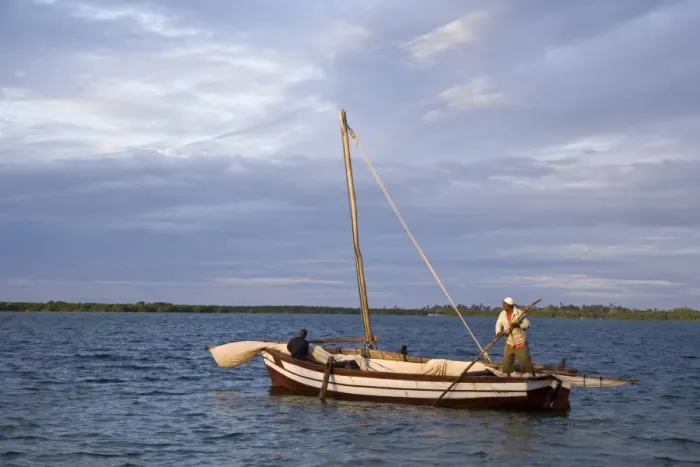 Framed Print : A traditional dhow makes its way to Ibo Island in Framed Print : A traditional dhow makes its way to Ibo Island in