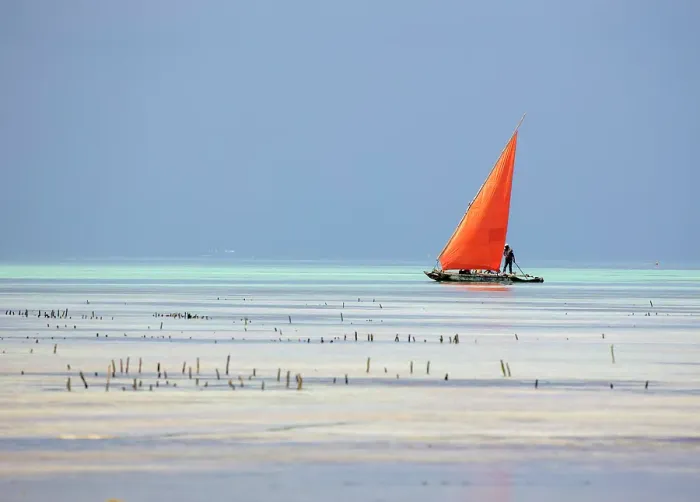 Framed Print : Traditional dhow with red sail. Jambiani, Zanzibar, Tanzania Framed Print : Traditional dhow with red sail. Jambiani, Zanzibar, Tanzania