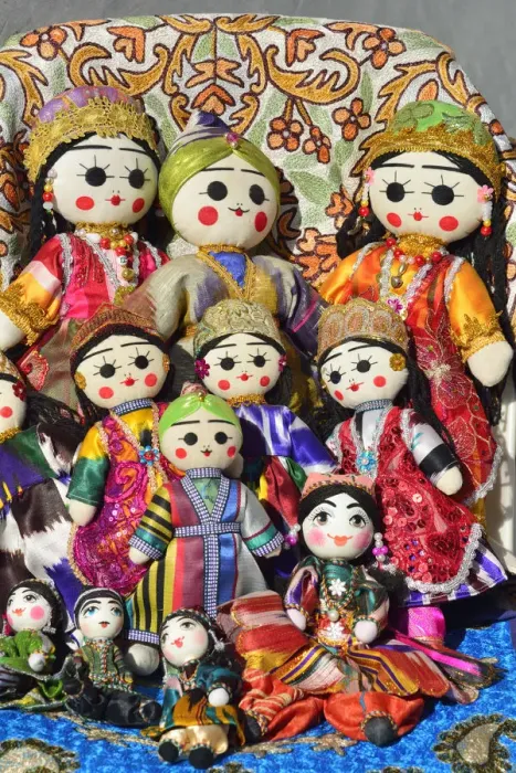 Framed Print : Traditional dolls. Samarkand, Uzbekistan