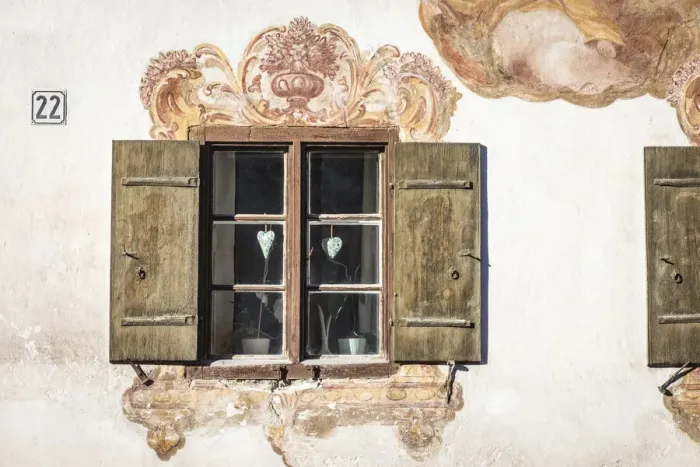 Framed Print : Traditional facacde painting in Unterammergau, Upper Bavaria, Allgaeu, Bavaria, Germany