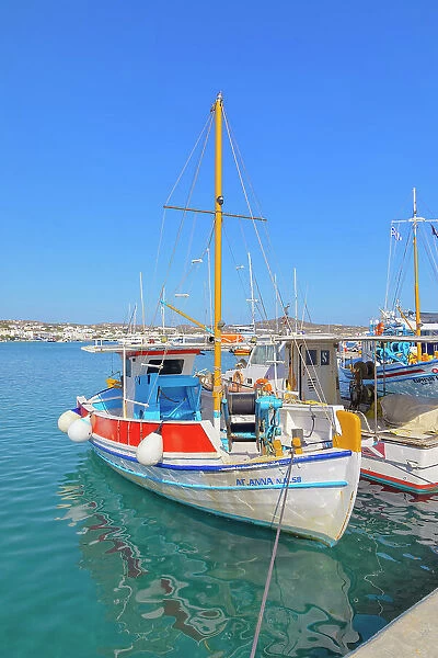 Traditional fishing boat, Adamas, Milos Island, Cyclades Islands, Greece