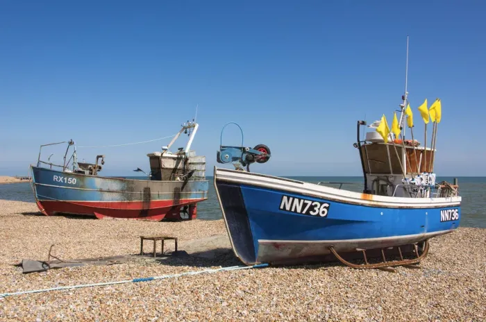 Framed Print : Traditional fishing boats on the shingle beach at Hastings, Sussex, England Framed Print : Traditional fishing boats on the shingle beach at Hastings, Sussex, England