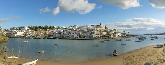Framed Print : The traditional fishing village of Ferragudo. Algarve, Portugal Framed Print : The traditional fishing village of Ferragudo. Algarve, Portugal